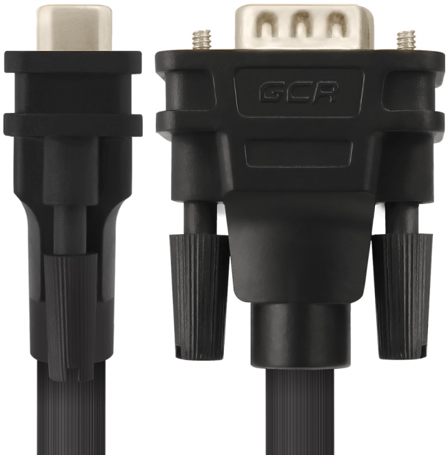 Greenconnect Кабель SVGA 5.0м чёрный, позолоченные контакты, ферритовые кольца, OD8.0mm. 15M / 15M Premium GCR-VM2VM2-5.0m, 28/28 AWG, двойной экран Greenconnect VGA (m) - VGA (m) 5м — для бизнеса и офиса