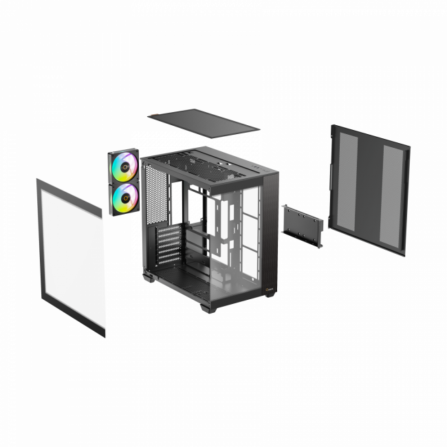 Корпус ПК без блока питания Ocypus Delta-C74-BKD200XX-GL — для бизнеса и офиса Корпус ПК без блока питания Ocypus Delta-C74-BKD200XX-GL — для бизнеса и офиса