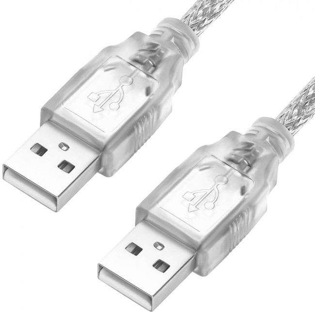 Greenconnect Кабель 0.75m USB 2.0, AM/AM, прозрачный, 28/28 AWG, экран, армированный, морозостойкий, GCR-UM3M-BB2S-0.75m Greenconnect USB 2.0 Type-AM - USB 2.0 Type-AM 0.75м