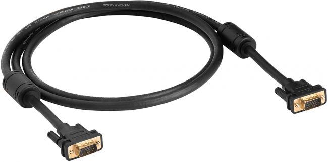 Greenconnect Кабель SVGA 7.0м чёрный, позолоченные контакты, ферритовые кольца, OD8.0mm. 15M / 15M Premium GCR-VM2VM2-7.0m, 28/28 AWG, двойной экран Greenconnect VGA (m) - VGA (m) 7м