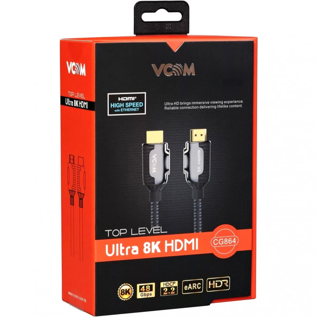 Кабель HDMI 19M/M,ver. 2.1, 8K@60 Hz 1.5m VCOM <CG864-1.5M> VCOM CG864-1.5M