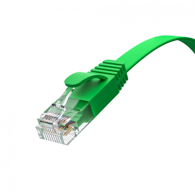 GCR Патч-корд PROF плоский прямой 3.0m, UTP медь кат.6, зеленый, 30 AWG, ethernet high speed 10 Гбит/с, RJ45, T568B, GCR-52842 Greenconnect RJ45(m) - RJ45(m) Cat. 7 U/UTP PVC 3м