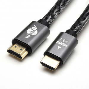 Кабель HDMI 5 м (HIGH speed, Metal gold, в чулке, в пакете) ATcom HDMI 2.1 (m) - HDMI 2.1 (m) 5 м