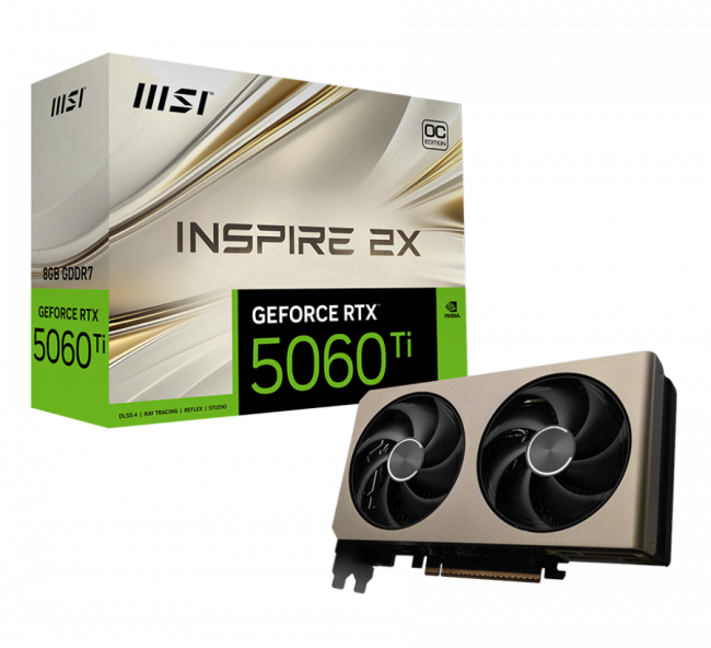 Видеокарта MSI	GeForce RTX 5060 Ti 8G INSPIRE 2X OC — для бизнеса и офиса