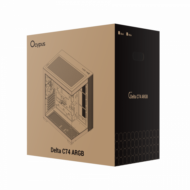 Корпус ПК без блока питания Ocypus Delta-C74-WHD200XX-GL — для бизнеса и офиса