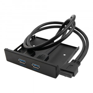 GCR Планка в корпус отсек 3.5" USB 3.0, 1 порт 20pin на 2 внешних порта, 0.58m, черный, GCR-20P2UF3 Greenconnect GCR-20P2UF3