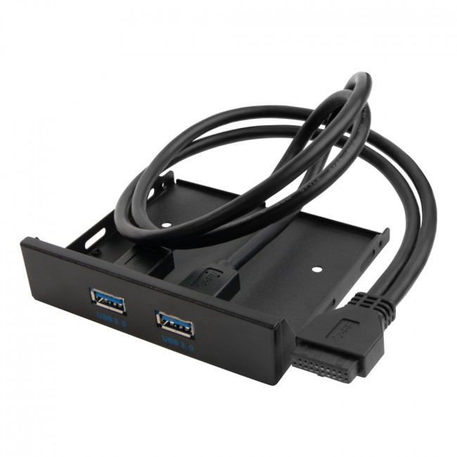 GCR Планка в корпус отсек 3.5" USB 3.0, 1 порт 20pin на 2 внешних порта, 0.58m, черный, GCR-20P2UF3 Greenconnect GCR-20P2UF3 — для бизнеса и офиса