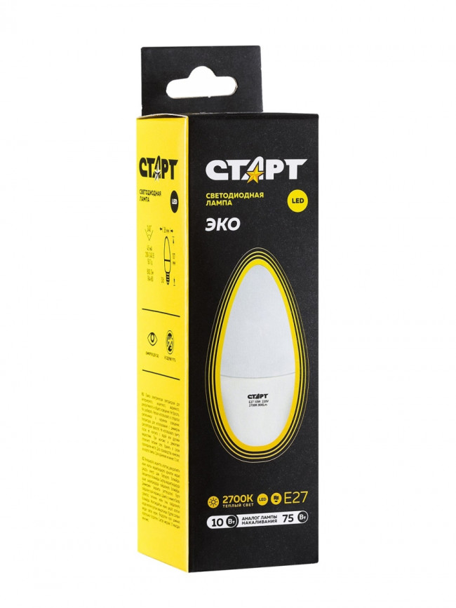 Лампа светодиодная СТАРТ свеча E27 10W 3000К Лампа светодиодная СТАРТ свеча E27 10W 3000К