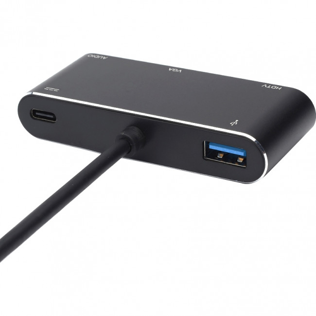 Переходник 0.1 m Type-C(m) => HDMI+VGA+USB Переходник Atcom Type-C M/HDMI+VGA+USB (AT2810)