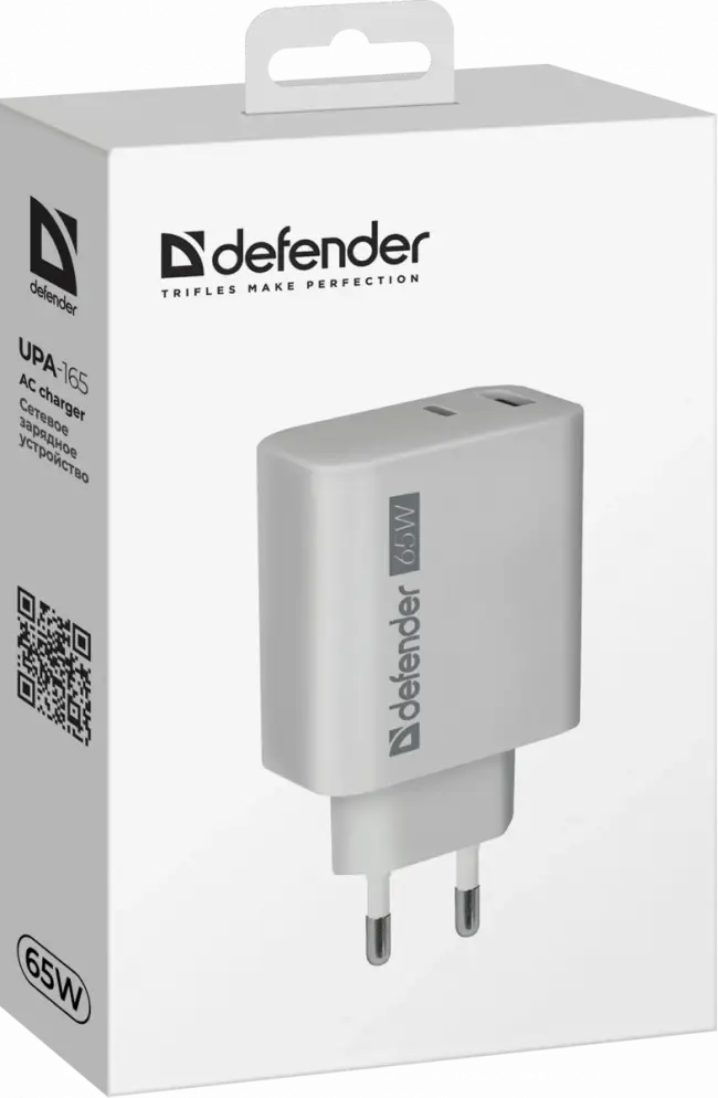 Defender Сетевое ЗУ UPA-165 USB A+C, 65W Defender 83582 — для бизнеса и офиса