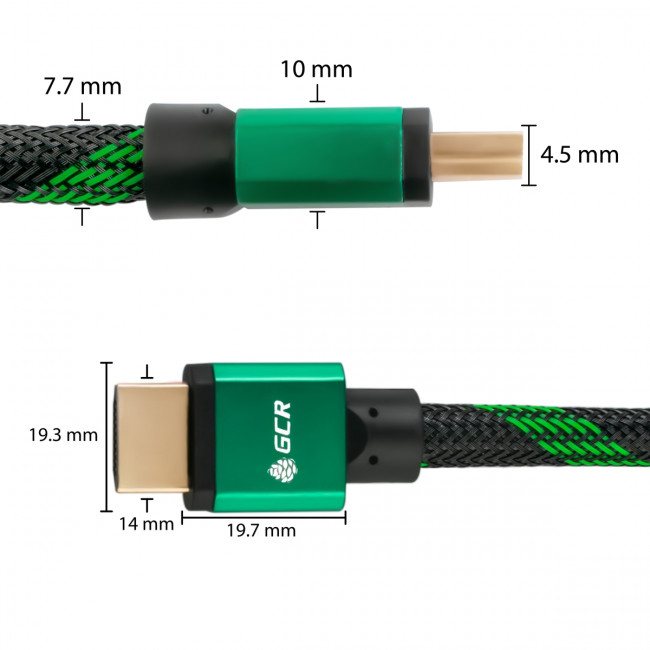 Greenconnect Кабель 2.0m HDMI версия 2.0, HDR 4:2:2, Ultra HD, 4K 60 fps 60Hz/5K*30Hz, 3D, AUDIO, 18.0 Гбит/с, 28/28 AWG, OD7.3mm, тройной экран, BICOLOR нейлон, AL корпус зеленый, GCR-51486 Greenconnect HDMI (m) - HDMI (m) 2м