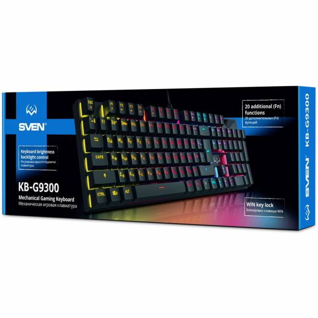 Механическая игровая клавиатура SVEN KB-G9300 (104кл., 20 Fn функций) Sven SV-018245 — для бизнеса и офиса Механическая игровая клавиатура SVEN KB-G9300 (104кл., 20 Fn функций) Sven SV-018245 — для бизнеса и офиса