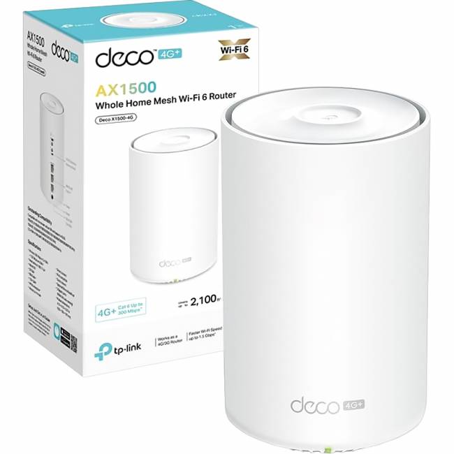 Маршрутизатор TP-Link Deco X1500-4G(1-pack) — для бизнеса и офиса Маршрутизатор TP-Link Deco X1500-4G(1-pack) — для бизнеса и офиса