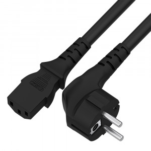 GCR Кабель питания 2.0m, Евровилка угловая - С13, 3*0,75mm, черный, GCR-54242 Greenconnect GCR-54242