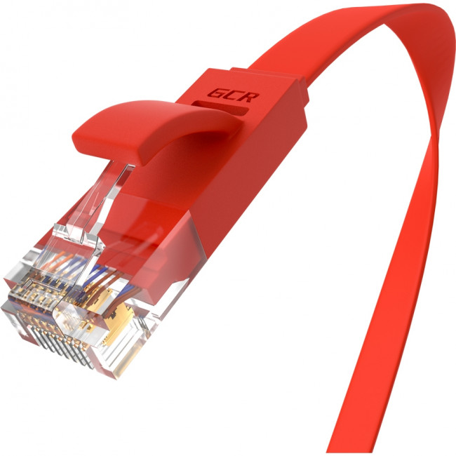 GCR Патч-корд PROF плоский прямой 1.0m, UTP медь кат.6, красный, 30 AWG, ethernet high speed 10 Гбит/с, RJ45, T568B, GCR-53083 Greenconnect GCR-53083 — для бизнеса и офиса