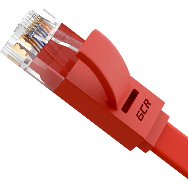 GCR Патч-корд PROF плоский прямой 1.0m, UTP медь кат.6, красный, 30 AWG, ethernet high speed 10 Гбит/с, RJ45, T568B, GCR-53083 Greenconnect GCR-53083 — для бизнеса и офиса