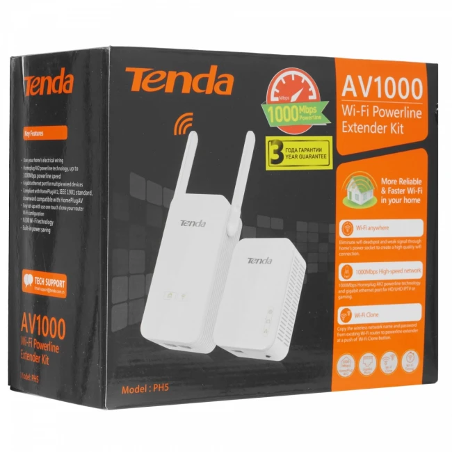 Набор PowerLine адаптеров Tenda PH5 — для бизнеса и офиса Набор PowerLine адаптеров Tenda PH5 — для бизнеса и офиса