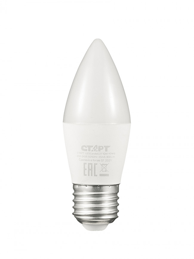 Лампа светодиодная СТАРТ свеча E27 10W 4000К Лампа светодиодная СТАРТ свеча E27 10W 4000К