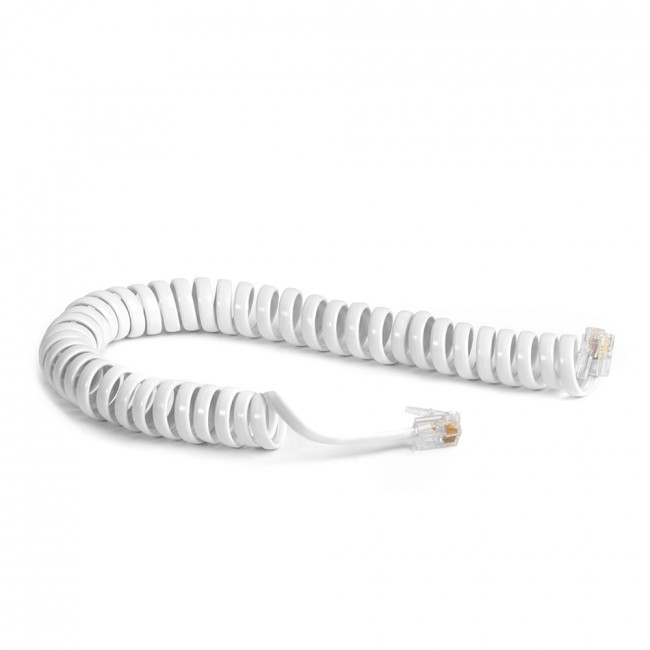 GCR Телефонный шнур витой для трубки  5.0m, RJ9 4P4C (джек) белый, GCR-53080 Greenconnect RJ9 - RJ9 5м