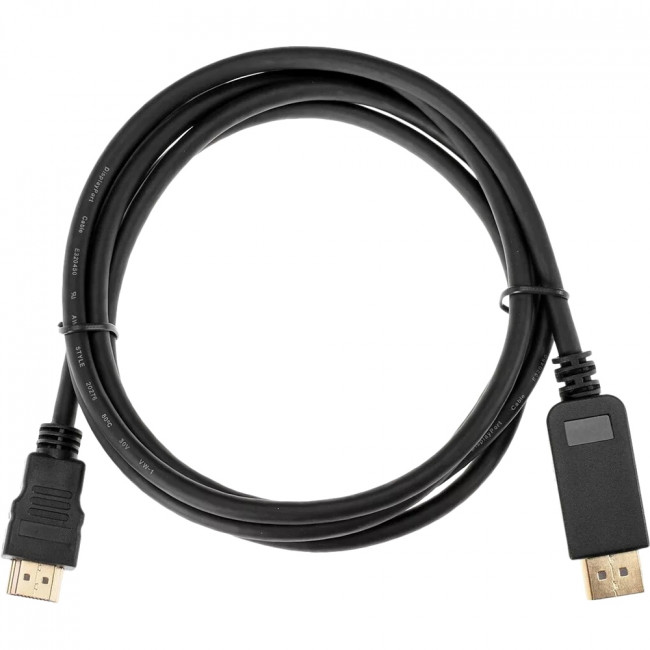 Кабель-переходник DisplayPort M-> HDMI M 4K@30Hz 1.8m iOpen (Aopen/Qust) <ACG608-1.8M> Кабель-переходник AOpen/Qust DisplayPort M/HDMI M (ACG608-1.8M) — для бизнеса и офиса