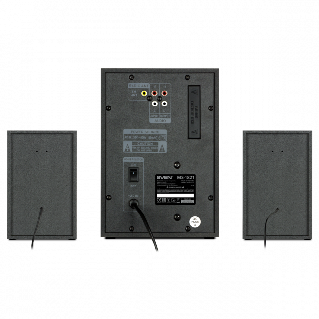 SVEN MS-1821, черный,  акустическая система 2.1, (44 Вт, Bluetooth, пульт, дисплей, FM, USB, SD) Sven SV-020774 — для бизнеса и офиса