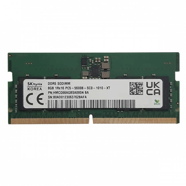 Память оперативная Hynix 8Gb DDR5 SODIMM 1Rx16 PC5-5600B-SCO-1010-XT (HMCG66AGBSA095N) — для бизнеса и офиса