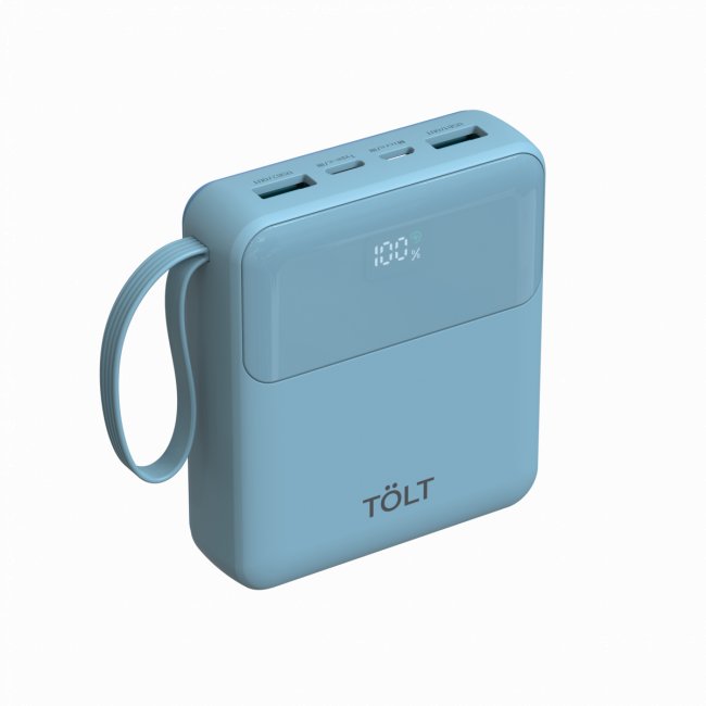 Портативный аккумулятор TOLT Lit LT-LI10S, 10000mAh, 22,5W, fast charging and PD, light blue TÖLT LT-LI10S — для бизнеса и офиса Портативный аккумулятор TOLT Lit LT-LI10S, 10000mAh, 22,5W, fast charging and PD, light blue TÖLT LT-LI10S — для бизнеса и офиса