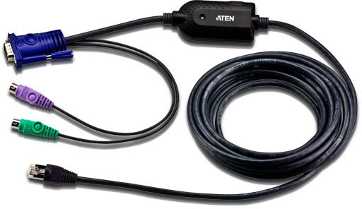 Модуль удлинителя, SVGA+KBD+MOUSE PS/2,   4.5 метр., для подкл. комплекта перключат. KH1508A/1516A/1508Ai/1516Ai/2508A/2516A/KL1508A/KL1516A, макс.разреш. 1280х1024, RJ45+HD-DB15+2х6MINIDIN, Female+3xMale, без Б.П., (DDC2B) ATEN KA7920 — для бизнеса и офиса