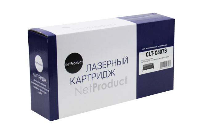 Тонер-картридж NetProduct (N-CLT-C407S) для Samsung CLP-320/320n/325/CLX-3185, C, 1K — для бизнеса и офиса
