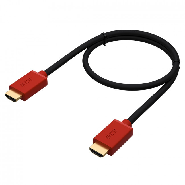 GCR Кабель 3.0m HDMI версия 2.0, HDR 4:2:2, Ultra HD, 4K 60 fps 60Hz/5K*30Hz, 3D, AUDIO, 18.0 Гбит/с, 28/28 AWG, OD7.3mm, тройной экран, черный, красные коннекторы, GCR-HM451-3.0m Greenconnect HDMI (m) 2.0 - HDMI (m) 2.0 3м красный