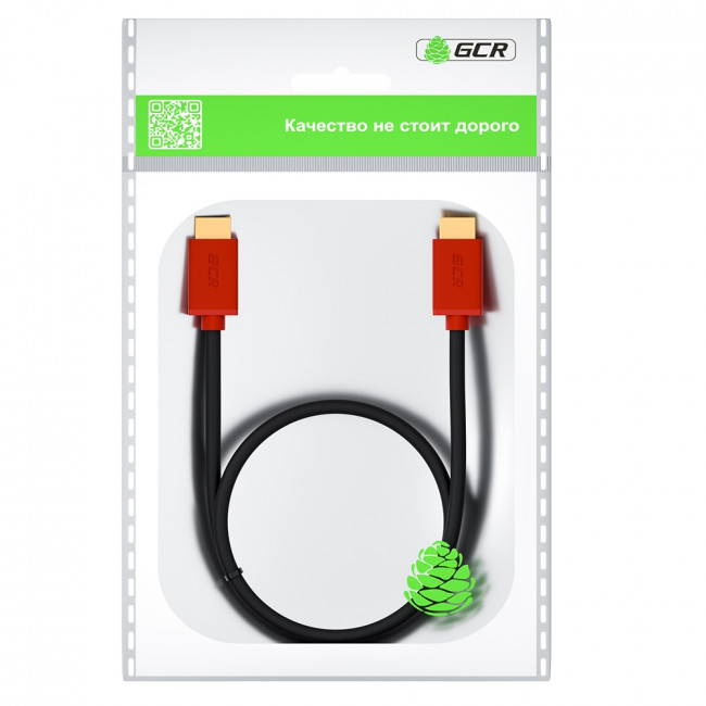 GCR Кабель 3.0m HDMI версия 2.0, HDR 4:2:2, Ultra HD, 4K 60 fps 60Hz/5K*30Hz, 3D, AUDIO, 18.0 Гбит/с, 28/28 AWG, OD7.3mm, тройной экран, черный, красные коннекторы, GCR-HM451-3.0m Greenconnect HDMI (m) 2.0 - HDMI (m) 2.0 3м красный