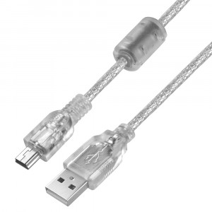 GCR Кабель PROF 1.5m USB 2.0, AM/mini 5P, прозрачный, ферритовые кольца, 28/24 AWG, экран, армированный, морозостойкий, GCR-51322 Greenconnect GCR-51322