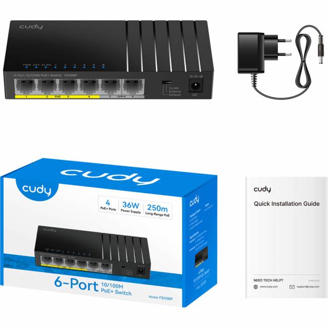 Коммутатор Cudy FS106P — для бизнеса и офиса