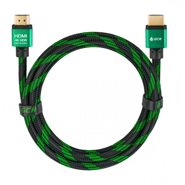 Greenconnect Кабель 3.0m HDMI версия 2.0, HDR 4:2:2, Ultra HD, 4K 60 fps 60Hz/5K*30Hz, 3D, AUDIO, 18.0 Гбит/с, 28/28 AWG, OD7.3mm, тройной экран, BICOLOR нейлон, AL корпус зеленый, GCR-51487 Greenconnect HDMI (m) - HDMI (m) 3м