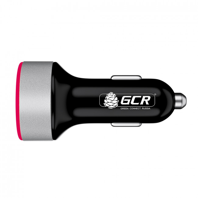 GCR Автомобильное зарядное устройство на 2 USB порта 4.8A, черная, LED индикация, GCR-53047 Greenconnect 2 USB порта 4.8A, GCR-53047