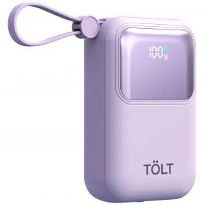 Портативный аккумулятор TOLT Lit LT-LL10T, 10000mAh, 22,5W, fast charging and PD, violet TÖLT LT-LL10T