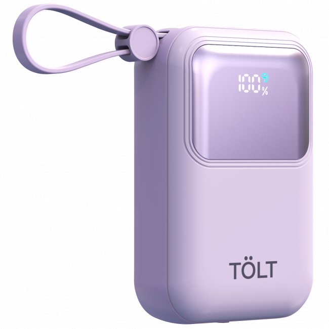 Портативный аккумулятор TOLT Lit LT-LL10T, 10000mAh, 22,5W, fast charging and PD, violet TÖLT LT-LL10T — для бизнеса и офиса