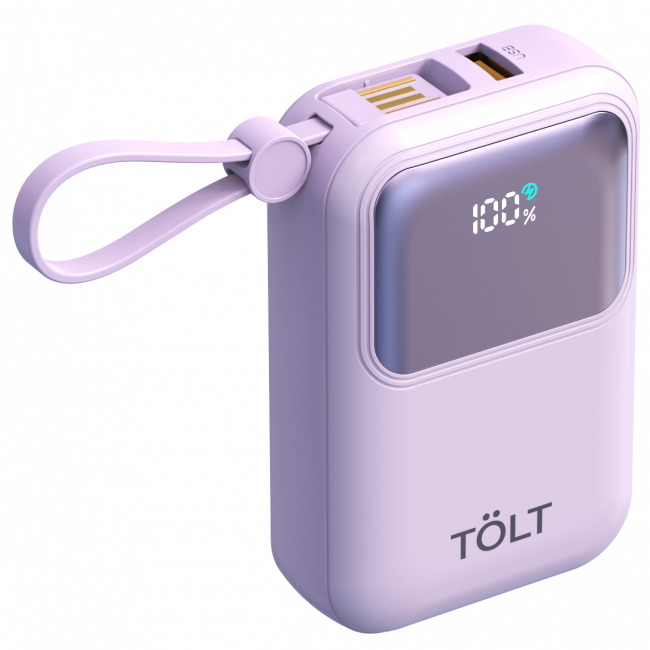 Портативный аккумулятор TOLT Lit LT-LL10T, 10000mAh, 22,5W, fast charging and PD, violet TÖLT LT-LL10T — для бизнеса и офиса Портативный аккумулятор TOLT Lit LT-LL10T, 10000mAh, 22,5W, fast charging and PD, violet TÖLT LT-LL10T — для бизнеса и офиса