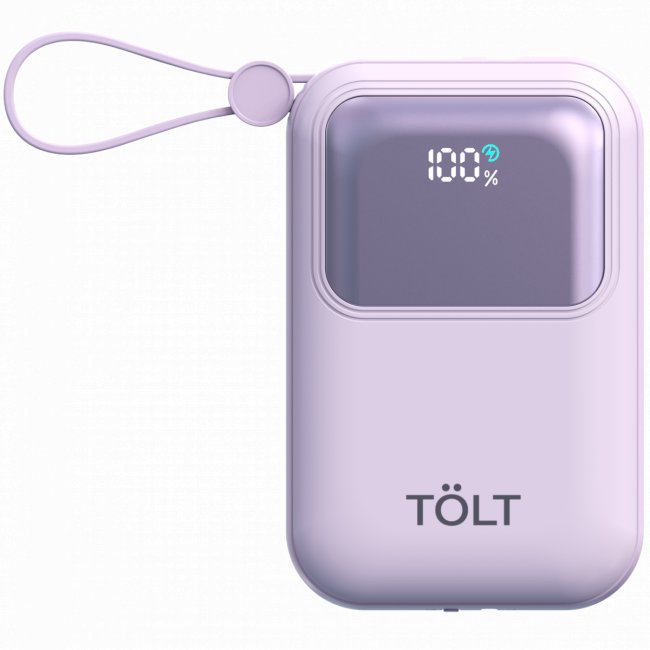 Портативный аккумулятор TOLT Lit LT-LL10T, 10000mAh, 22,5W, fast charging and PD, violet TÖLT LT-LL10T — для бизнеса и офиса