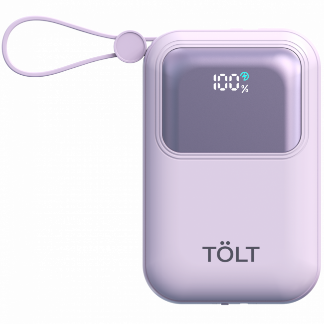 Портативный аккумулятор TOLT Lit LT-LL10T, 10000mAh, 22,5W, fast charging and PD, violet TÖLT LT-LL10T — для бизнеса и офиса Портативный аккумулятор TOLT Lit LT-LL10T, 10000mAh, 22,5W, fast charging and PD, violet TÖLT LT-LL10T — для бизнеса и офиса