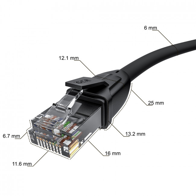 GCR Патч-корд прямой 3.0m UTP кат.6, черный, 24 AWG, ethernet high speed, RJ45, T568B, GCR-52530 Greenconnect RJ45(m) - RJ45(m) Cat. 6 U/UTP PVC 3м