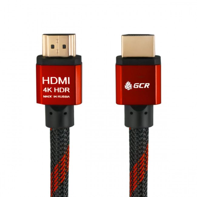 Greenconnect Кабель 0.5m HDMI версия 2.0, HDR 4:2:2, Ultra HD, 4K 60 fps 60Hz/5K*30Hz, 3D, AUDIO, 18.0 Гбит/с, 28/28 AWG, OD7.3mm, тройной экран, BICOLOR нейлон, AL корпус красный, GCR-51488 Greenconnect HDMI (m) - HDMI (m) 0.5м — для бизнеса и офиса