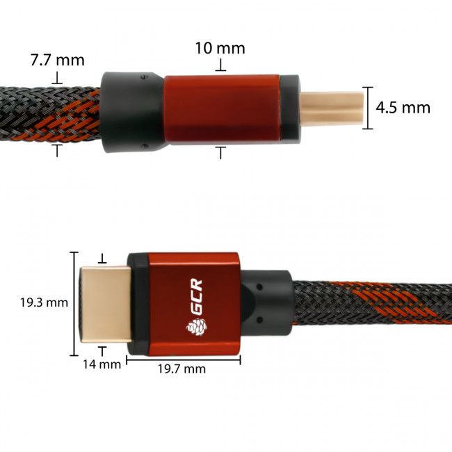 Greenconnect Кабель 0.5m HDMI версия 2.0, HDR 4:2:2, Ultra HD, 4K 60 fps 60Hz/5K*30Hz, 3D, AUDIO, 18.0 Гбит/с, 28/28 AWG, OD7.3mm, тройной экран, BICOLOR нейлон, AL корпус красный, GCR-51488 Greenconnect HDMI (m) - HDMI (m) 0.5м — для бизнеса и офиса