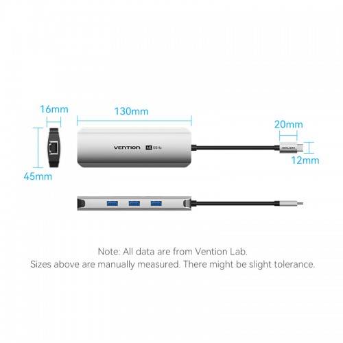 Мультифункциональный хаб Vention USB Type C 8 в 1 Vention TQKHB — для бизнеса и офиса Мультифункциональный хаб Vention USB Type C 8 в 1 Vention TQKHB — для бизнеса и офиса