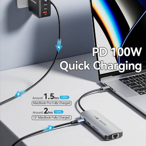 Мультифункциональный хаб Vention USB Type C 8 в 1 Vention TQKHB — для бизнеса и офиса Мультифункциональный хаб Vention USB Type C 8 в 1 Vention TQKHB — для бизнеса и офиса