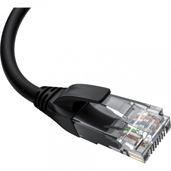 GCR Патч-корд прямой 15.0m UTP кат.5e, черный, нижний угол, литой, ethernet high speed, RJ45, T568B Greenconnect GCR-53958 — для бизнеса и офиса