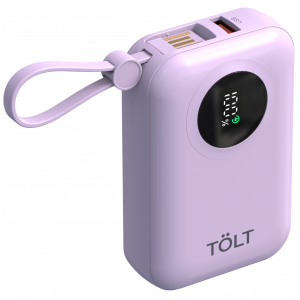 Портативный аккумулятор TOLT Lit LT-LM10T, 10000mAh, 22,5W, fast charging and PD, violet TÖLT LT-LM10T