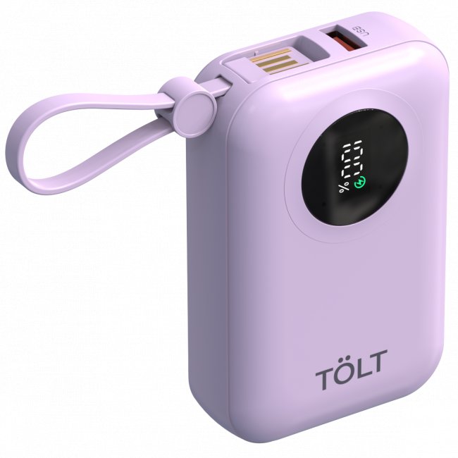 Портативный аккумулятор TOLT Lit LT-LM10T, 10000mAh, 22,5W, fast charging and PD, violet TÖLT LT-LM10T — для бизнеса и офиса Портативный аккумулятор TOLT Lit LT-LM10T, 10000mAh, 22,5W, fast charging and PD, violet TÖLT LT-LM10T — для бизнеса и офиса