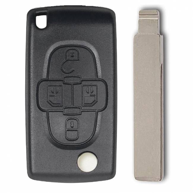 Корпус выкидного ключа PEUGEOT 4 кнопки HU-HCA HU83, бат.на корпусе СЕ0536, с лого — для бизнеса и офиса Корпус выкидного ключа PEUGEOT 4 кнопки HU-HCA HU83, бат.на корпусе СЕ0536, с лого — для бизнеса и офиса