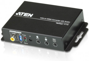 Конвертер с возможностью масштабирования, VGA+AUDIO=>HDMI, HD-DB15+MIM-JACK>HDMI, Female, Б.П. 5.3V, (1920x1200 DDC2B 1080p) ATEN VGA (f) to HDMI (f)